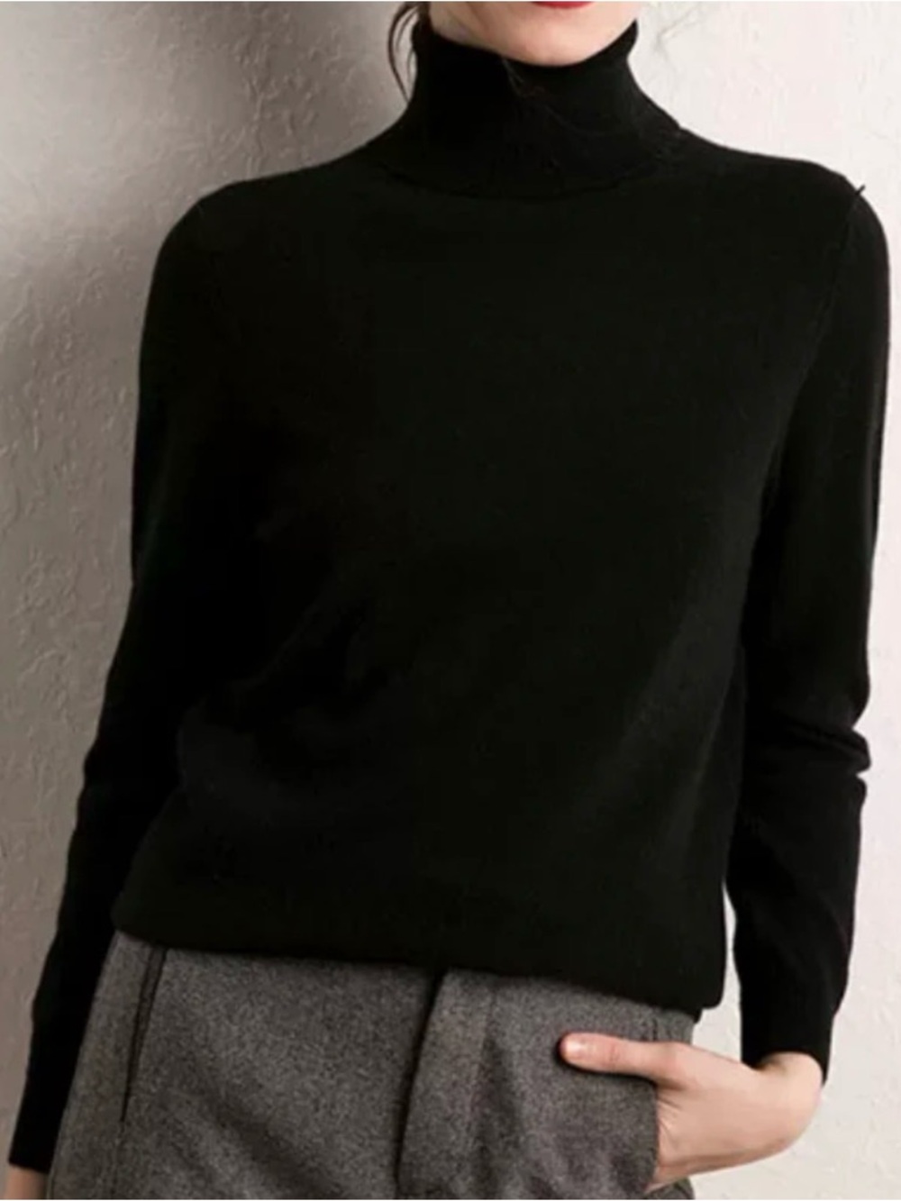 Griffen Cashmere Classic Black Turtleneck Pullover Sweater S/M